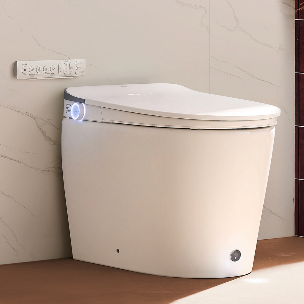 JOMOO New Design 110V Floor Mounted Smart Toilet High-end Bathroom Heated Seat & Warm Air Drying Foot Sensor Smart Toilet