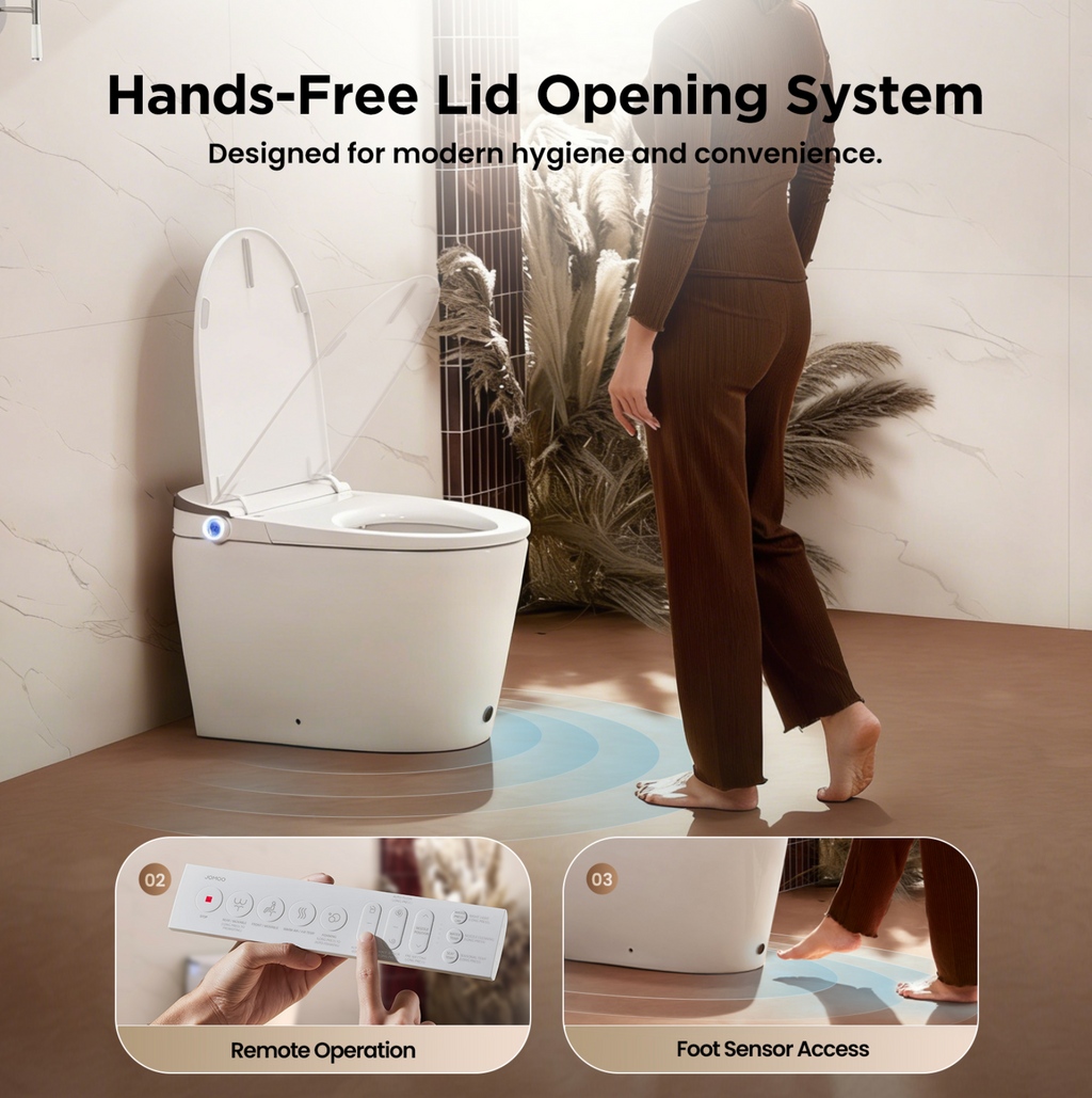 JOMOO New Design 110V Floor Mounted Smart Toilet High-end Bathroom Heated Seat & Warm Air Drying Foot Sensor Smart Toilet