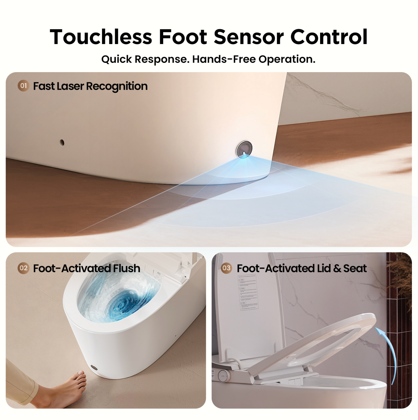 JOMOO New Design 110V Floor Mounted Smart Toilet High-end Bathroom Heated Seat & Warm Air Drying Foot Sensor Smart Toilet