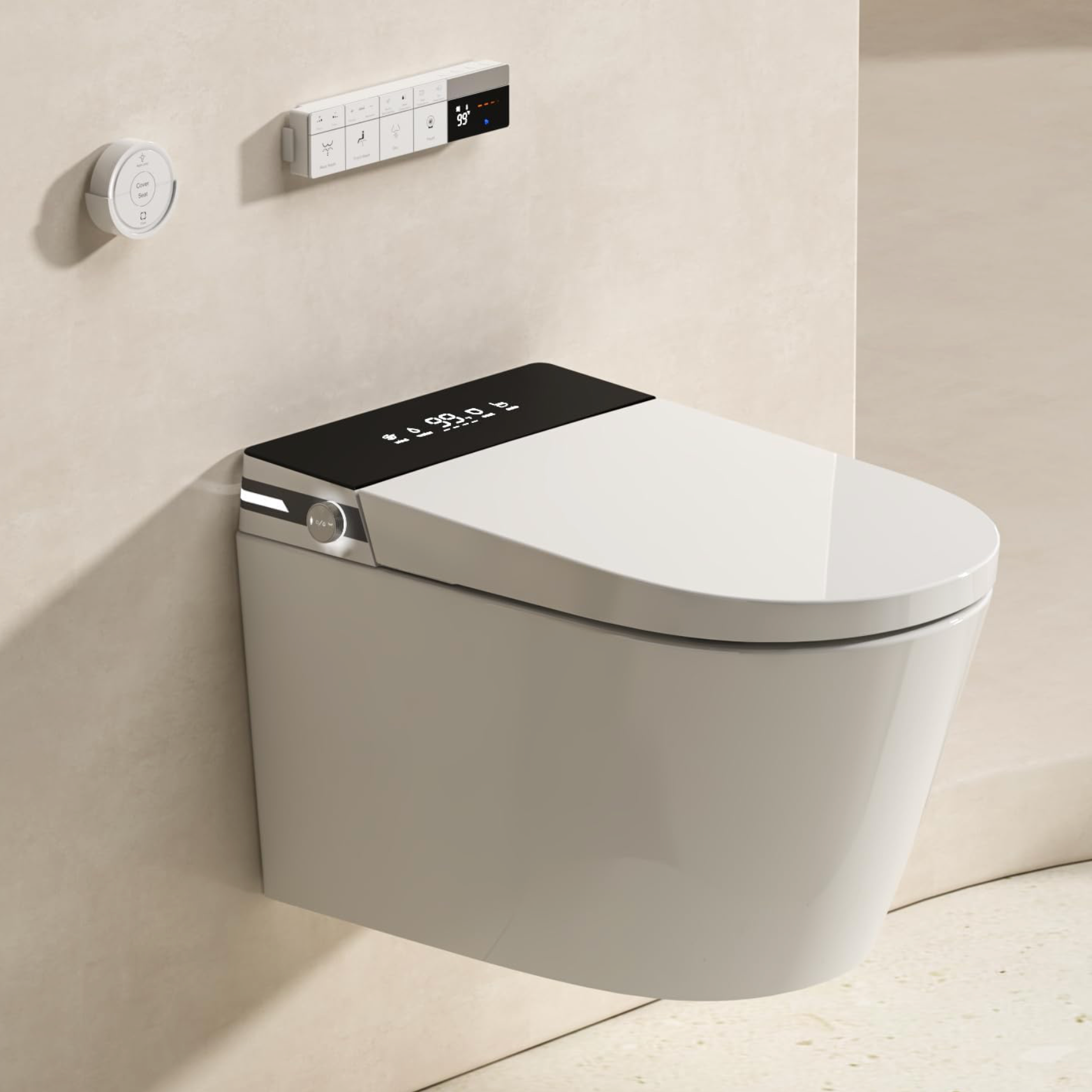 Minimalist Intelligent Toilet In-wall Tank Concealed Design Water Closet Smart Toilet for Urban Apartment New Build
