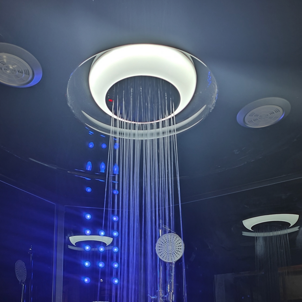 Ningjie Bathroom Deluxe Custom Black Steam Sauna Shower Room, Multi-functional Smart Shower Room