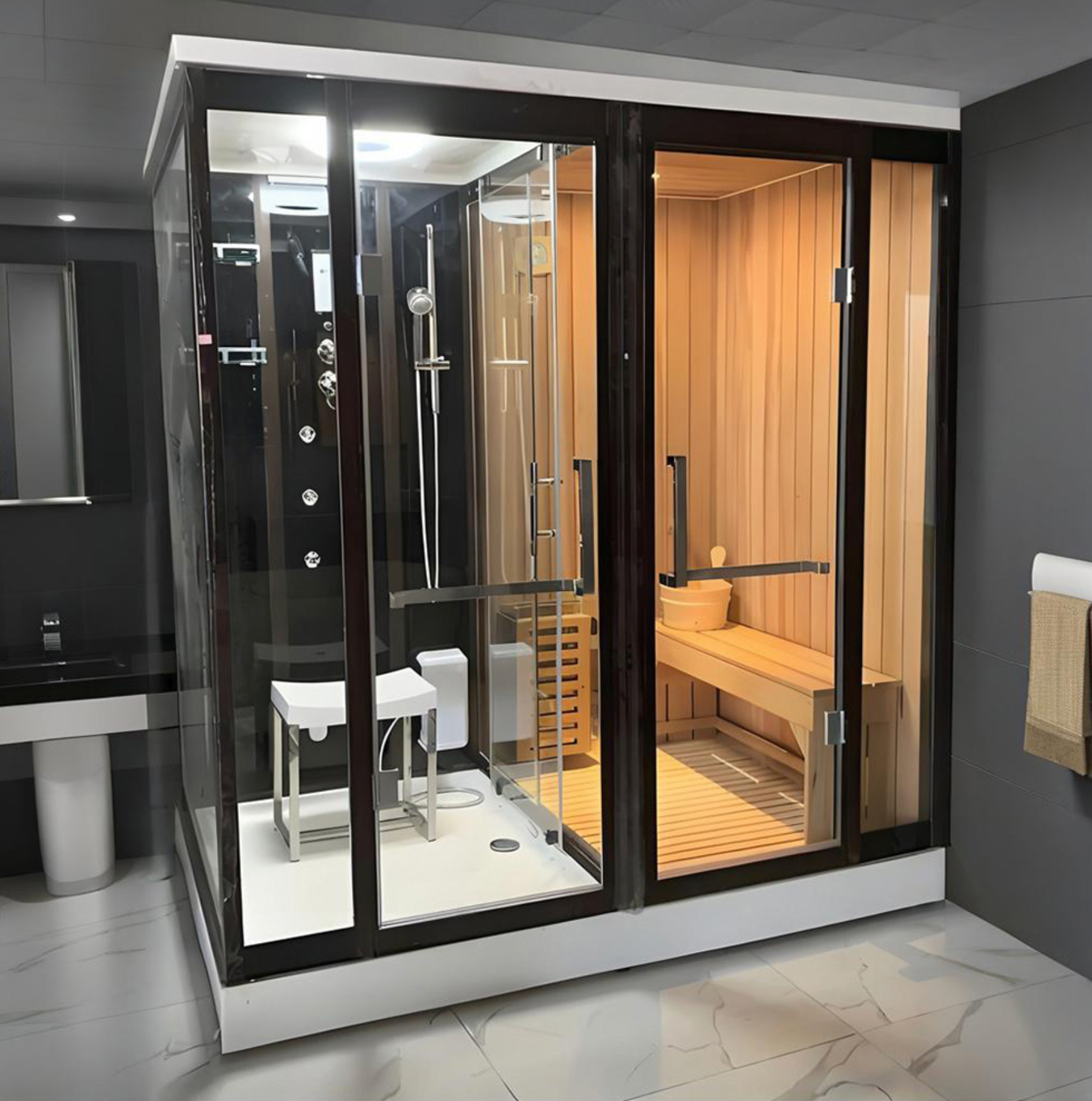 Modern Design 6KW Indoor Steam Sauna Shower Sauna Intelligent Control for 2 Persons